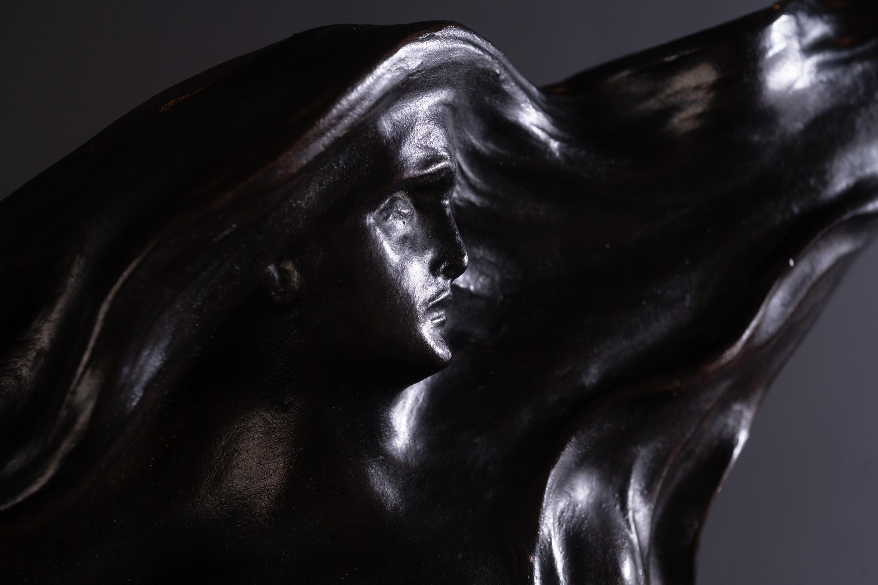 « Tesknota » Longing de Boleslaw Biegas - Sculpture en bronze Art Nouveau en vente 1