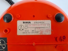 Tesla Midcentury Rotary Desk Telephone, Orange, Czechoslovakia, 1970s