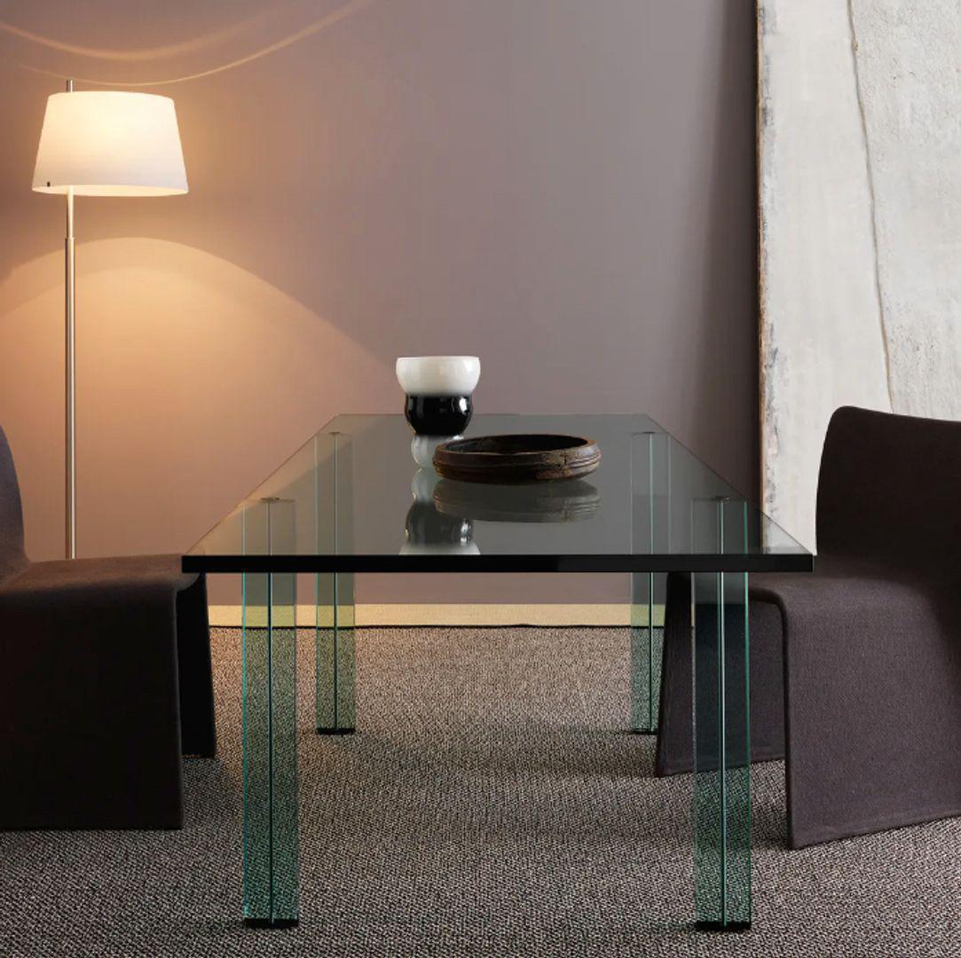 italien Table Teso 2736/1, verre trempé transparent de Renzo Piano, Fontana Arte en vente