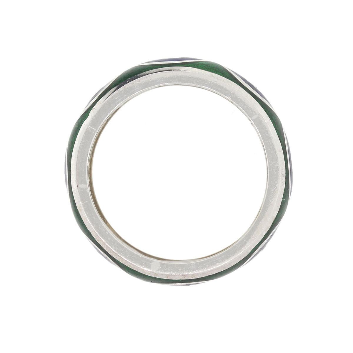 Round Cut Tesoro Diamond Blue and Green Evil Eye Enamel Ring