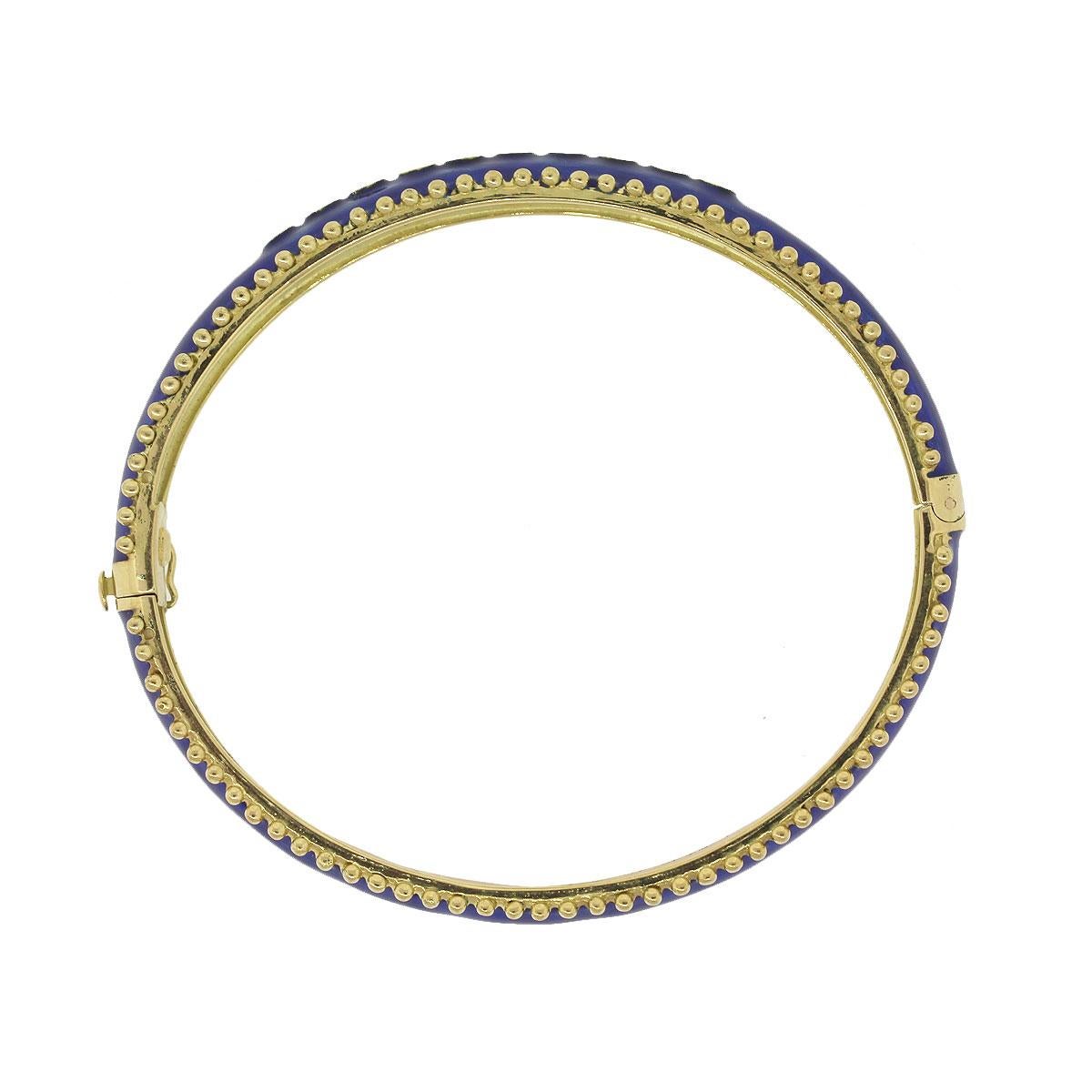 Round Cut Tesoro Diamond Cobalt Blue Enamel Bangle