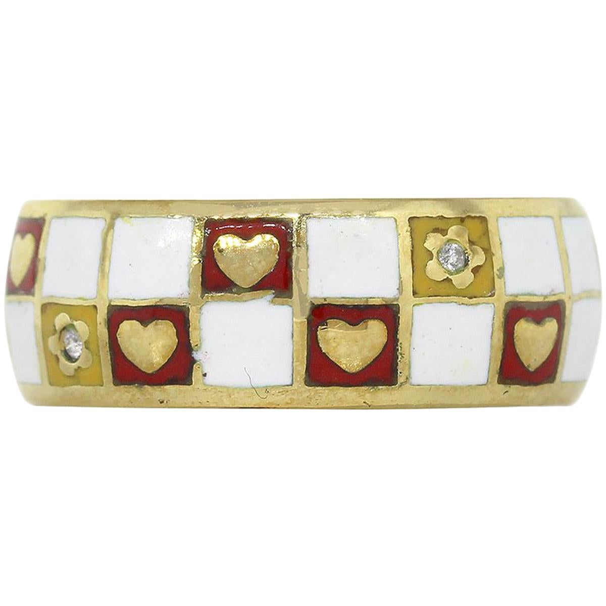 Tesoro Diamond Hearts and Flowers Checkerboard Band