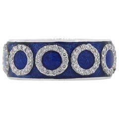 Tesoro Diamond Sapphire Blue Enamel Band