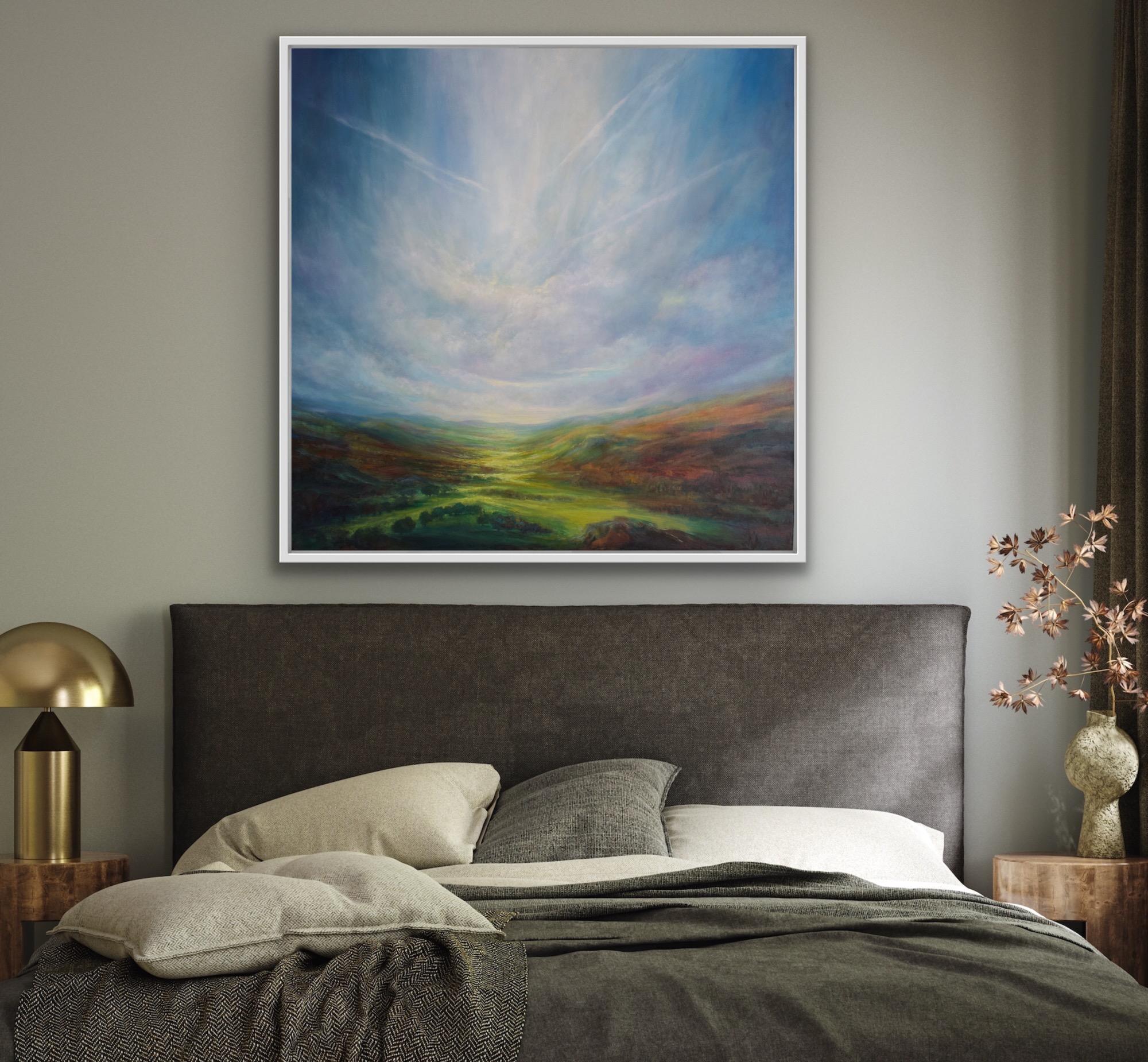 Sentiero effimero, Pittura originale, Paesaggio, Tramonto, Prato in vendita 1