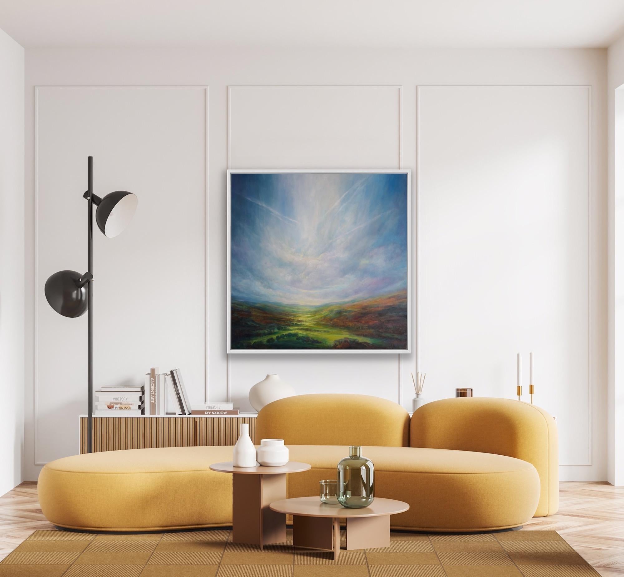 Sentiero effimero, Pittura originale, Paesaggio, Tramonto, Prato in vendita 2