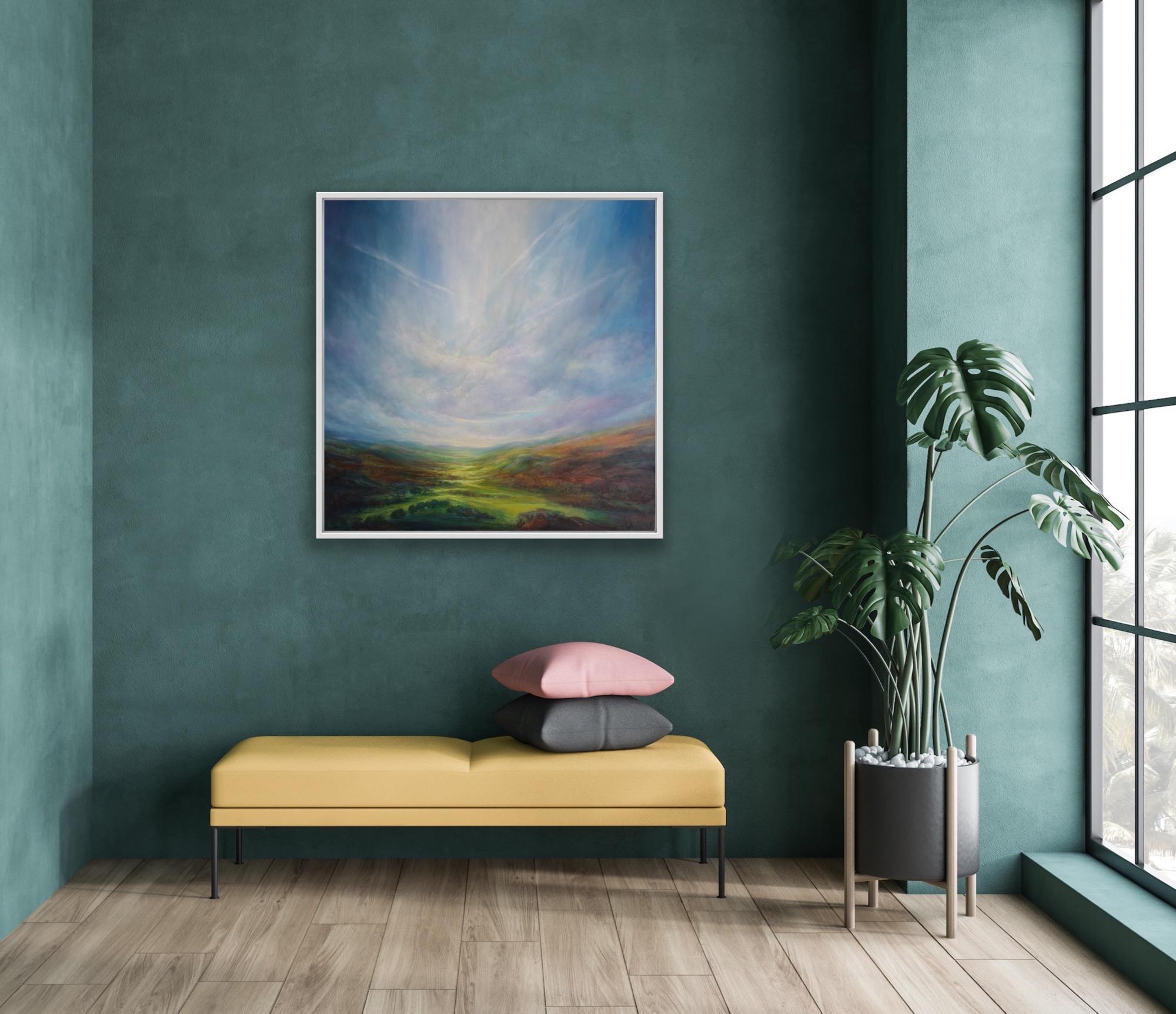 Sentiero effimero, Pittura originale, Paesaggio, Tramonto, Prato in vendita 3