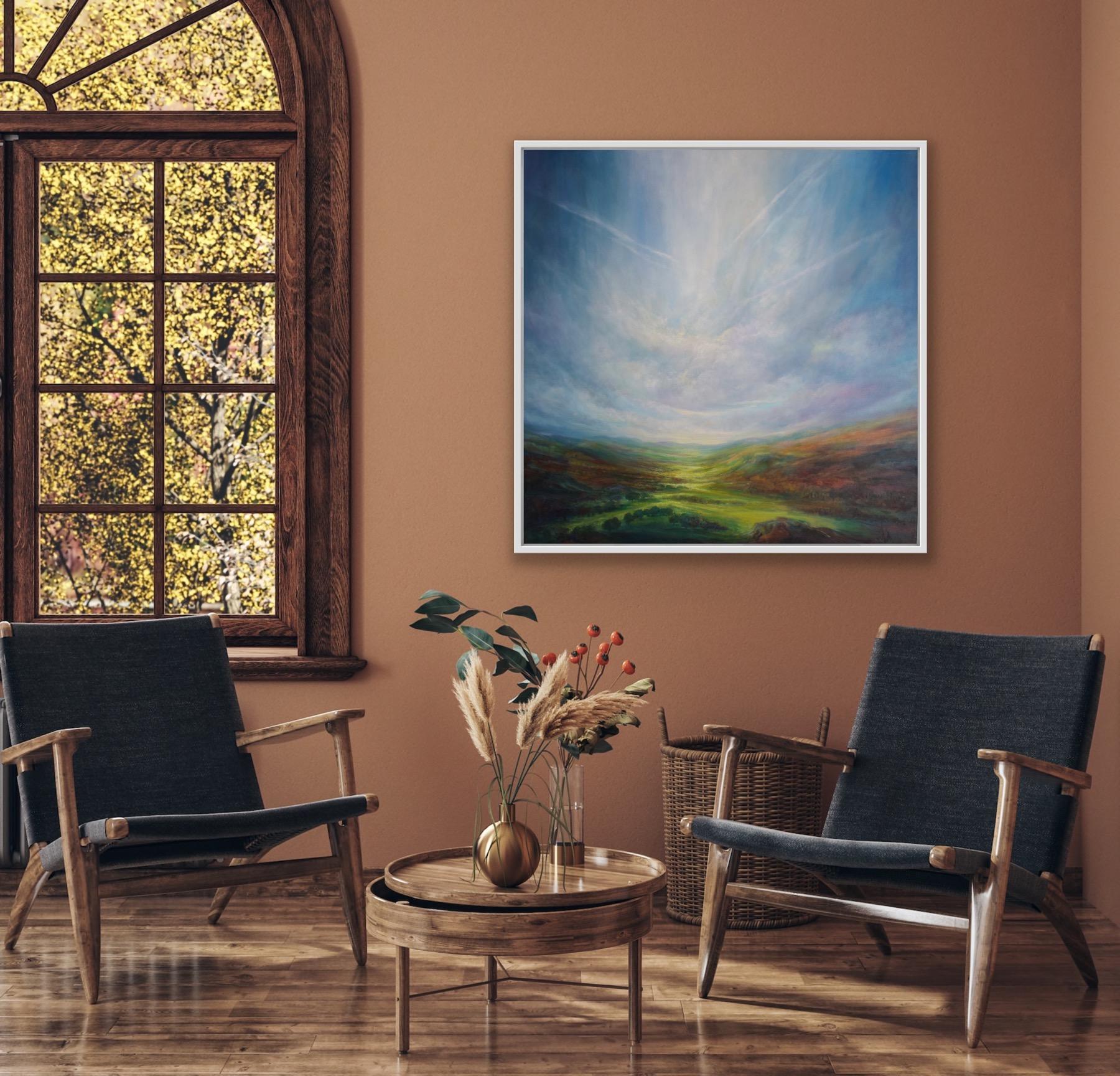 Sentiero effimero, Pittura originale, Paesaggio, Tramonto, Prato in vendita 4