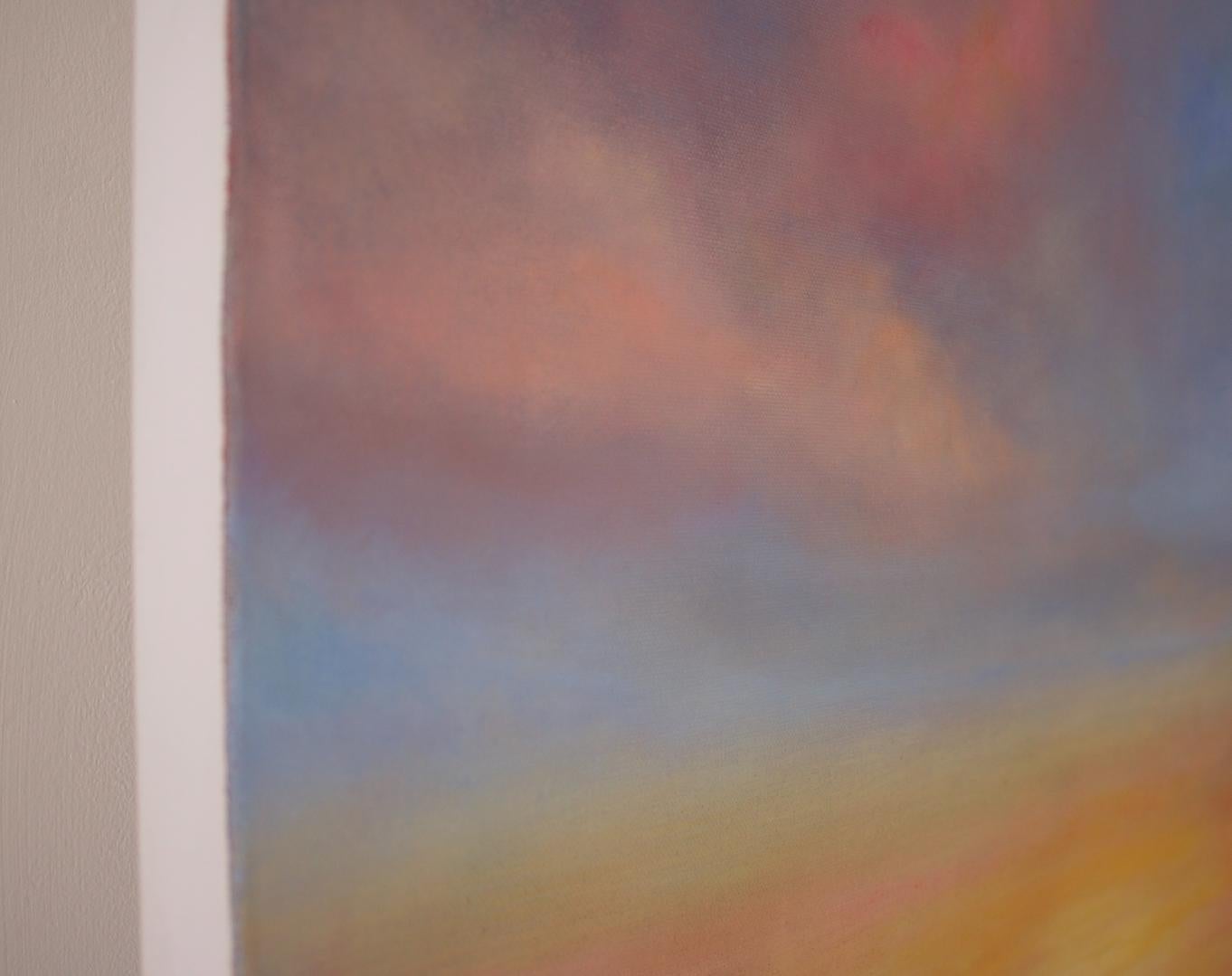 Brise d'été, peinture originale, paysage, coucher de soleil, prairie en vente 1