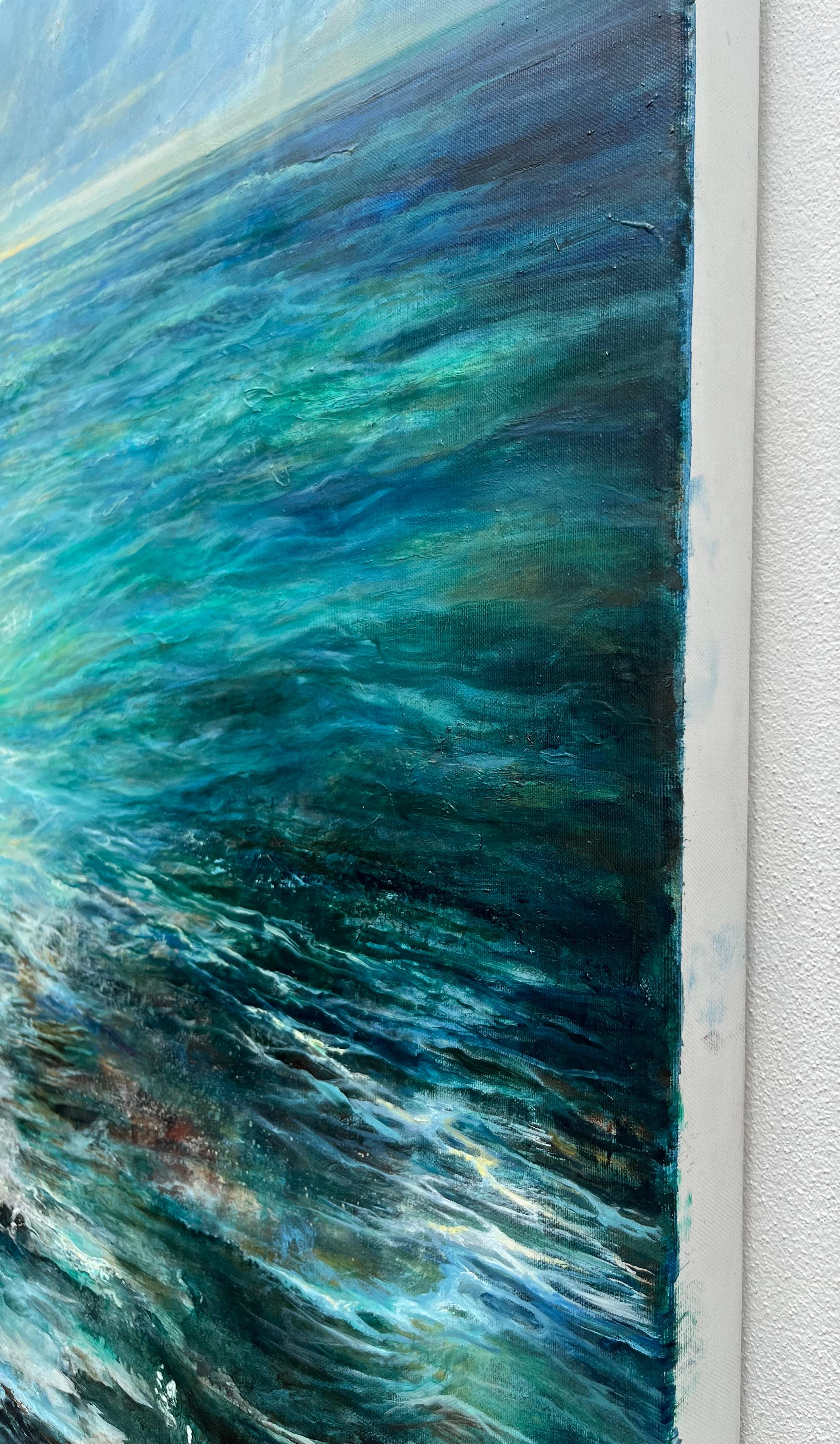 Paillettes d'outremer sur la mer, peinture originale, paysage marin, océan, Contemporary - Painting de Tess Gartland-Jones 