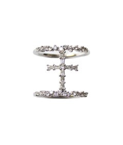 Tess Van Ghert 18K White Gold And Diamond Cross Design Ring