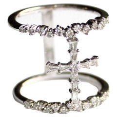 Tess Van Ghert 18K White Gold And Diamond Cross Design Ring