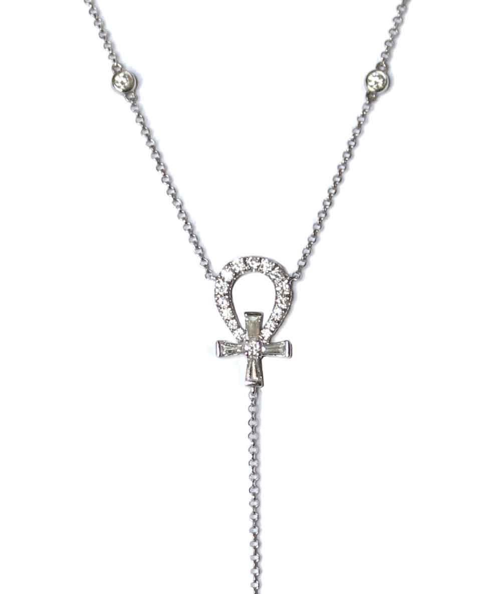 Contemporary Tess Van Ghert Ankh 18K gold necklace with diamonds For Sale