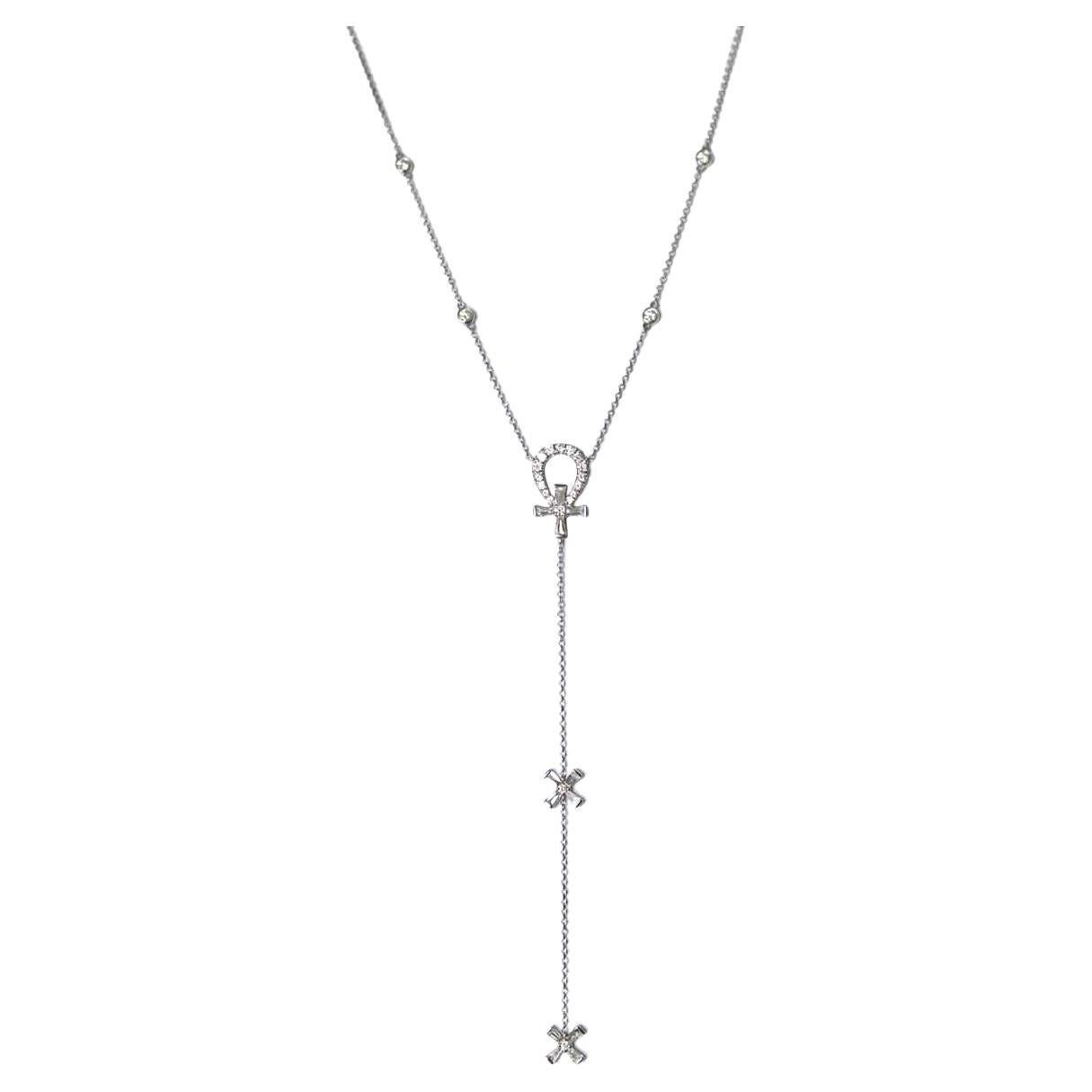Tess Van Ghert Ankh 18K gold necklace with diamonds For Sale