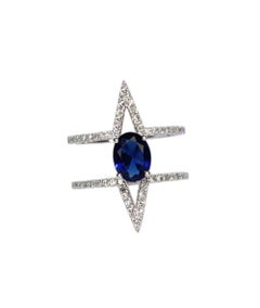 Tess Van Ghert Stackable Oval Sapphire and Diamond Cocktail Ring