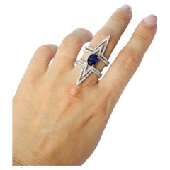 Used Tess Van Ghert Stackable Oval Sapphire and Diamond Cocktail Ring