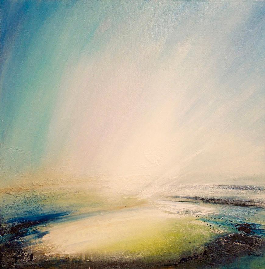 Tessa Houghton Landscape Painting - Vestige Original Oil paint on panel framed semi abstract movement fluid dynamic 