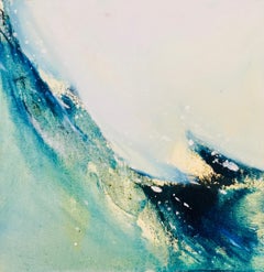 Wave Original Oil paint on canvas board Seascape blue vibrant signed 