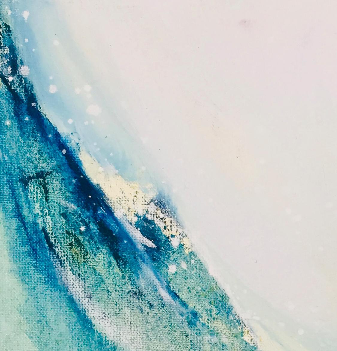 Wave Original Oil paint on canvas board Seascape blue vibrant signed  For Sale 1