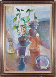 Tessa Peskett - Contemporary Oil, Still Life with Plant Pot