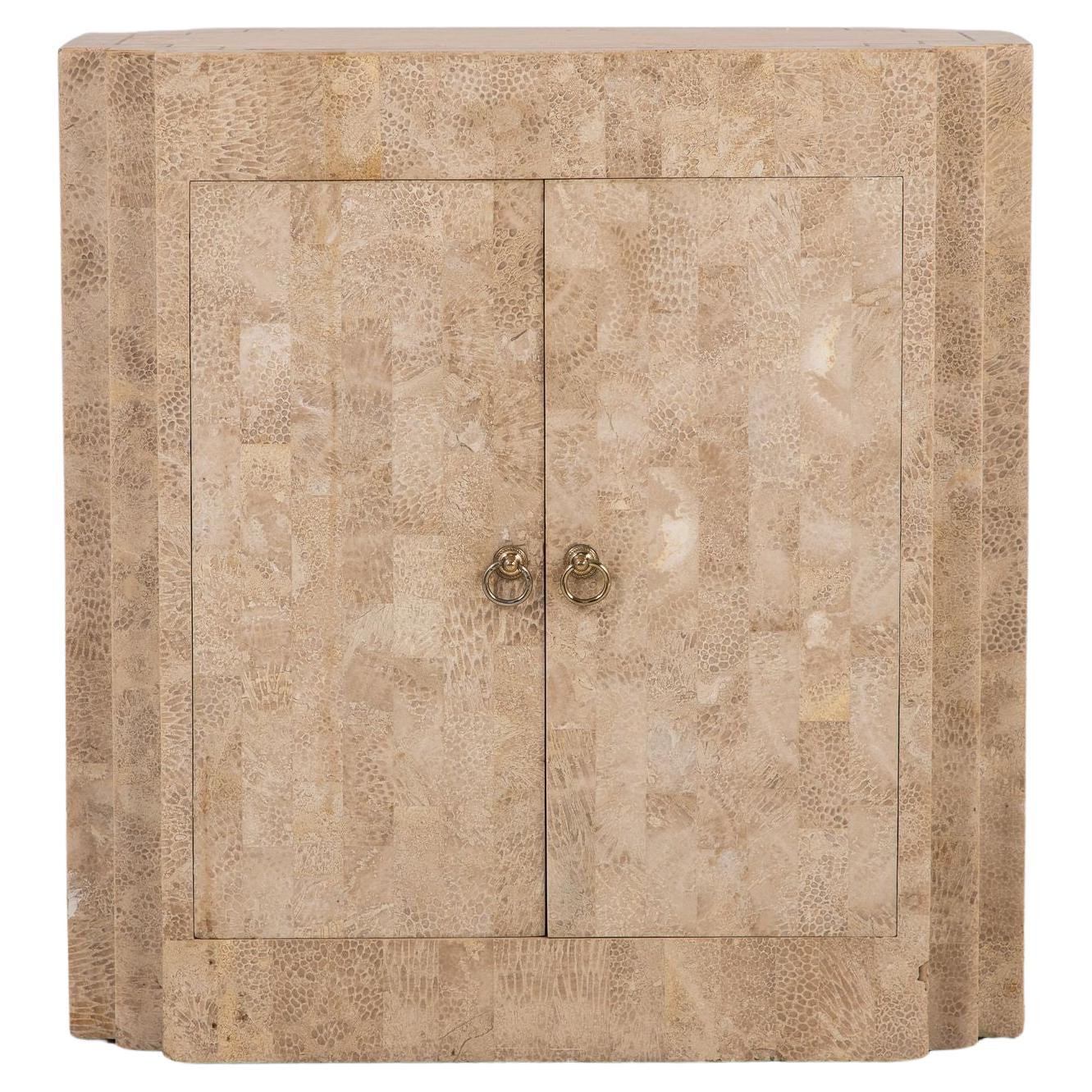 Tessalated Travertine Cabinet, Late 20th C For Sale