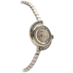 Tessco Montre-bracelet à remontage manuel pour femme en or blanc et diamants