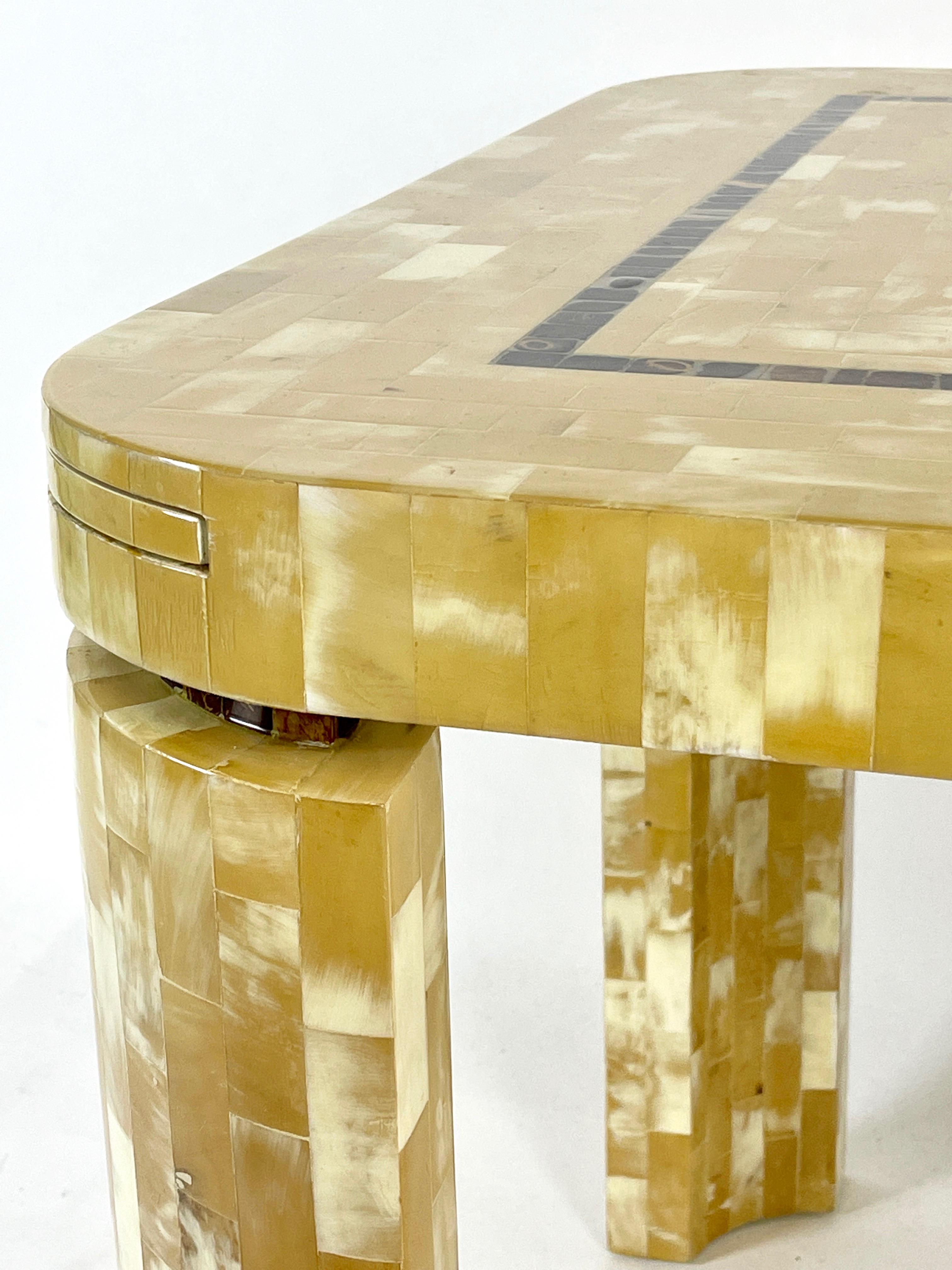 Colombian Tesselated Bone Square Game Table by Enrique Garcel Patchwork, Bogota, Columbia