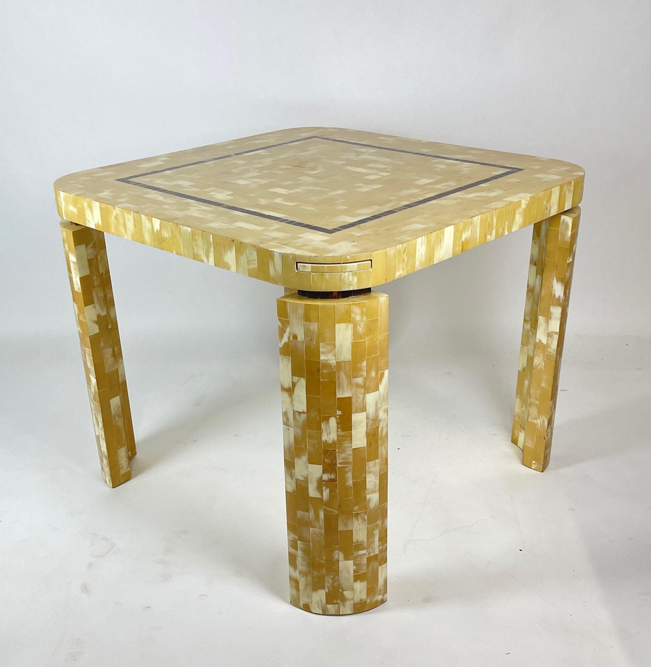 Late 20th Century Tesselated Bone Square Game Table by Enrique Garcel Patchwork, Bogota, Columbia