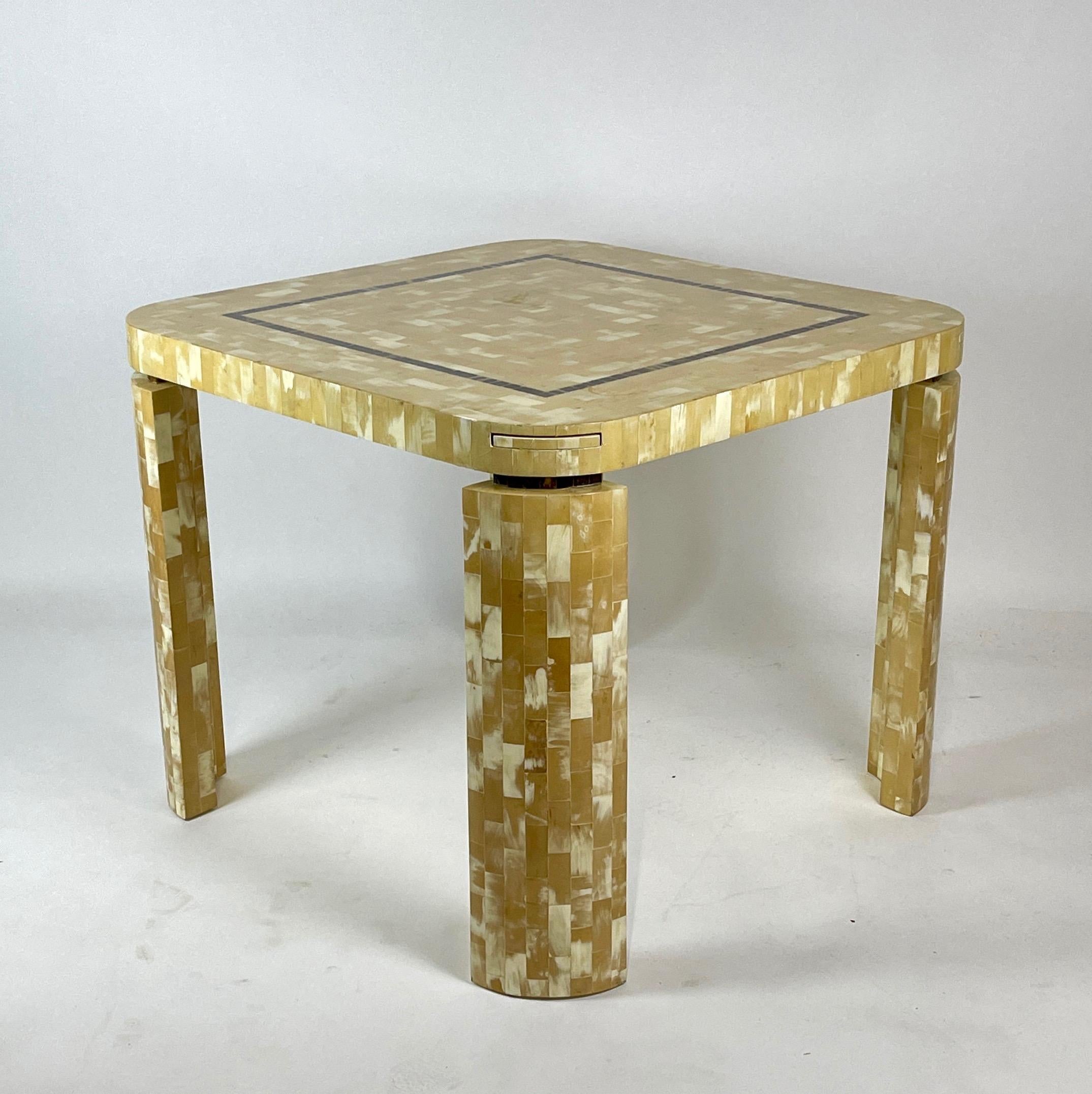 Tesselated Bone Square Game Table by Enrique Garcel Patchwork, Bogota, Columbia 1