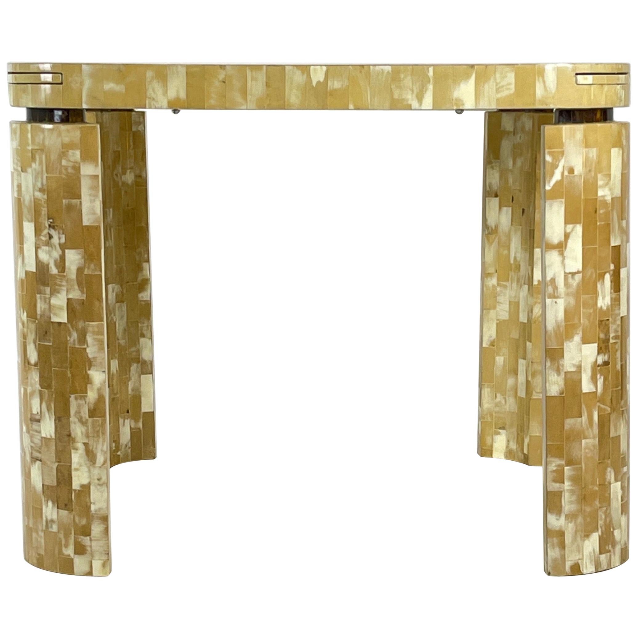 Tesselated Bone Square Game Table by Enrique Garcel Patchwork, Bogota, Columbia
