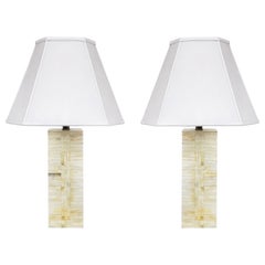 Tesselated Bone Table Lamps Attributed to Maitland Smith, a Pair