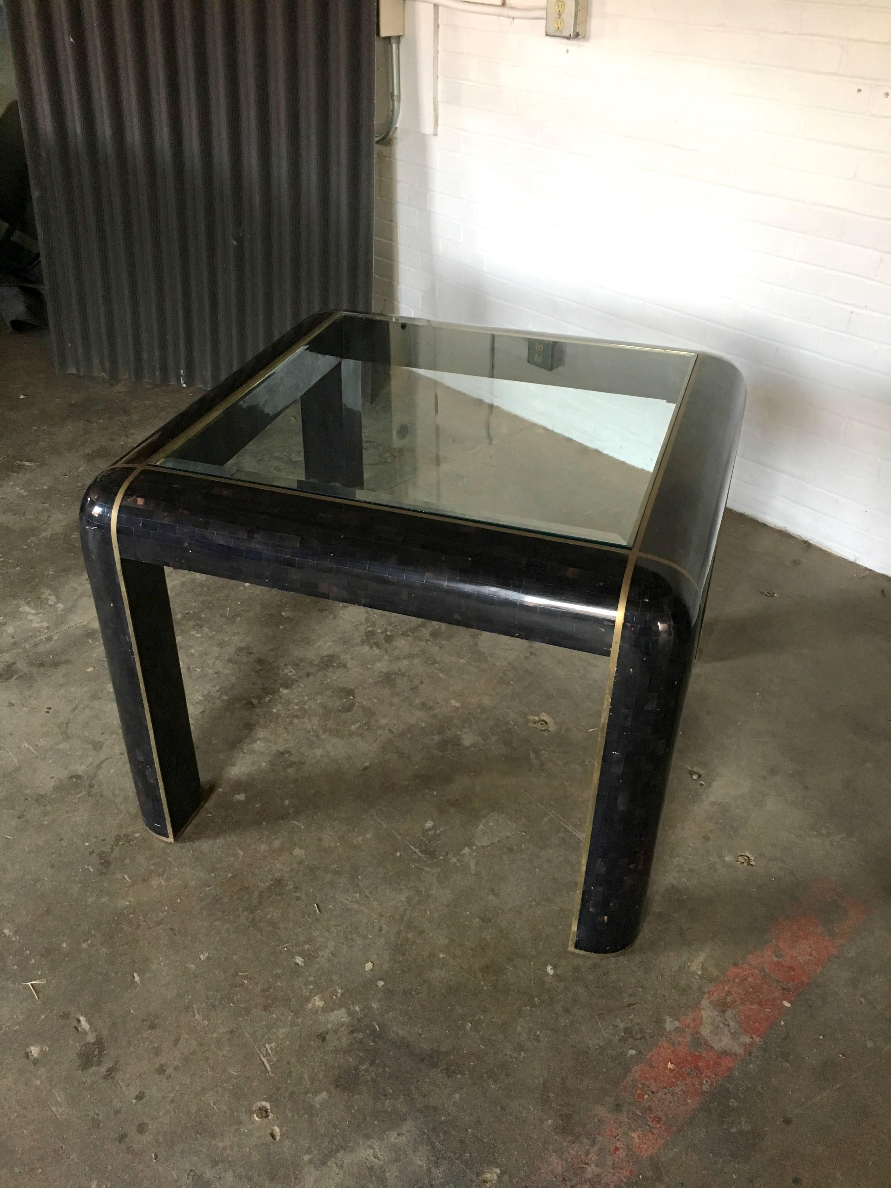 Philippine Tesselated Horn Game Table or Small Dining Table by Maitland Smith