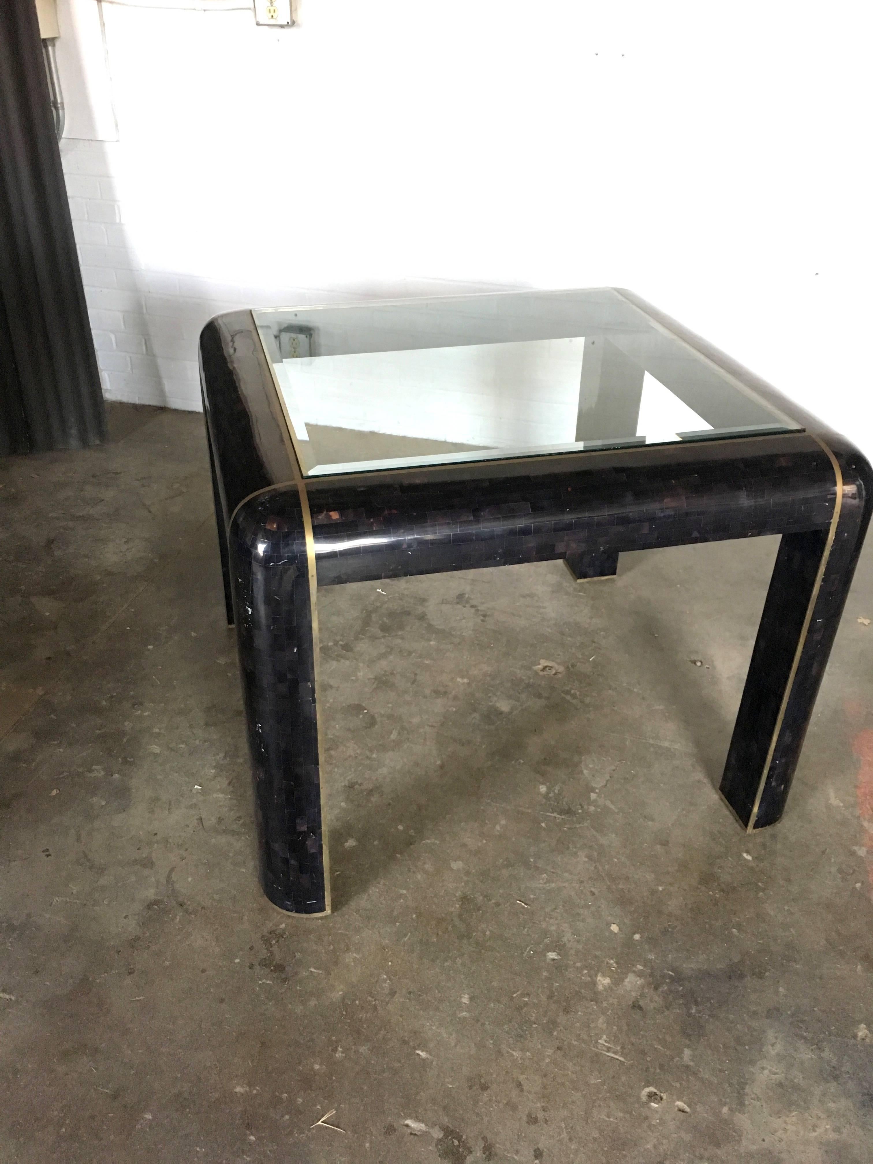 Stone Tesselated Horn Game Table or Small Dining Table by Maitland Smith