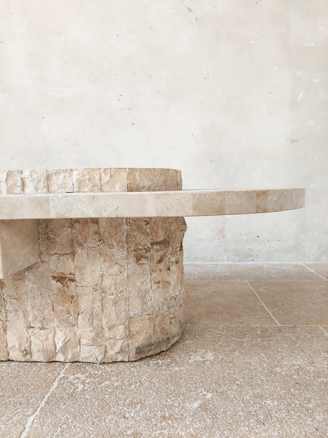 Fin du 20e siècle Table basse ovale Magnussen Ponte en marbre tessel, 1970 en vente