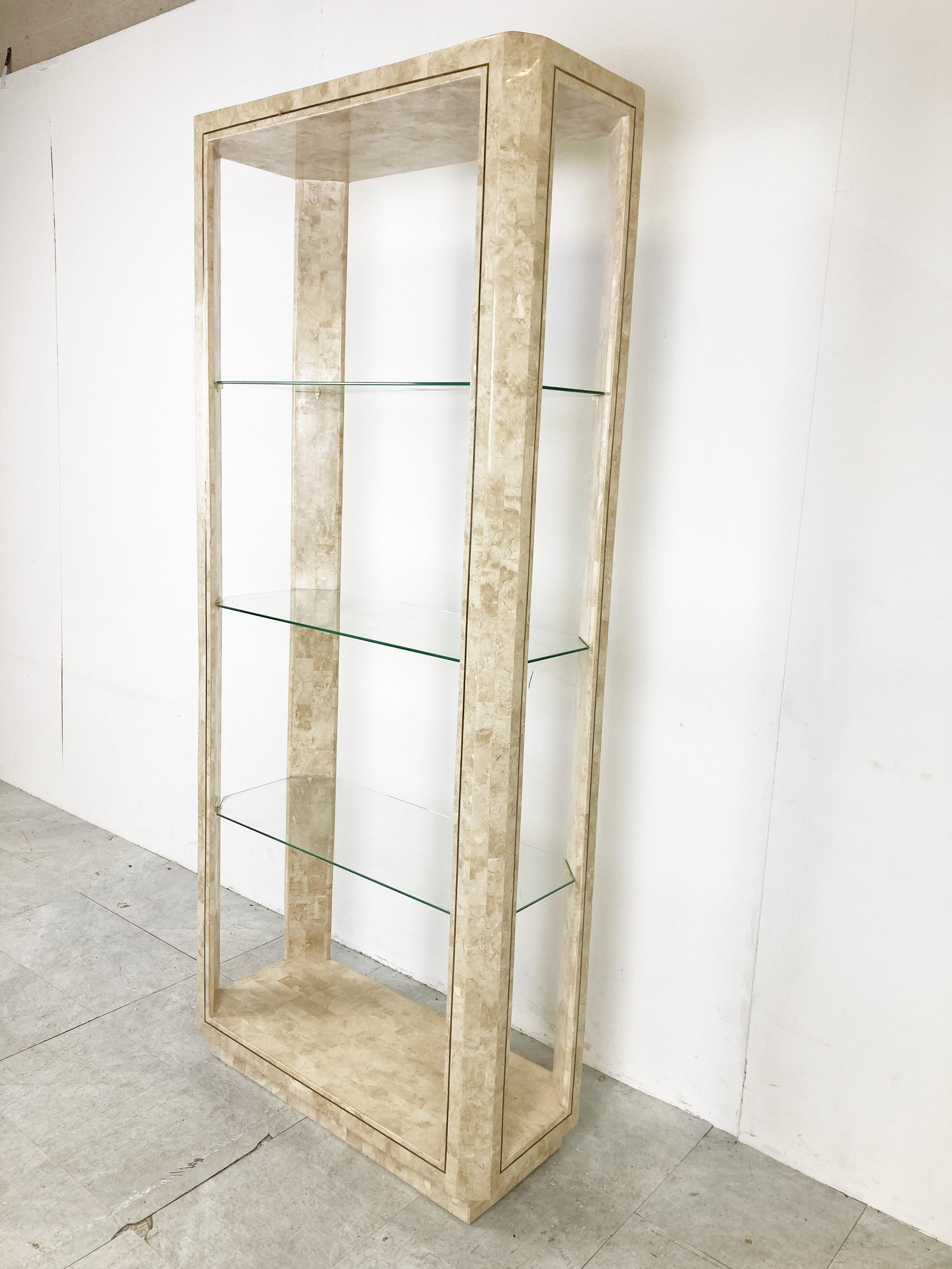 Brass Tesselated Stone Etagere, 1980s For Sale