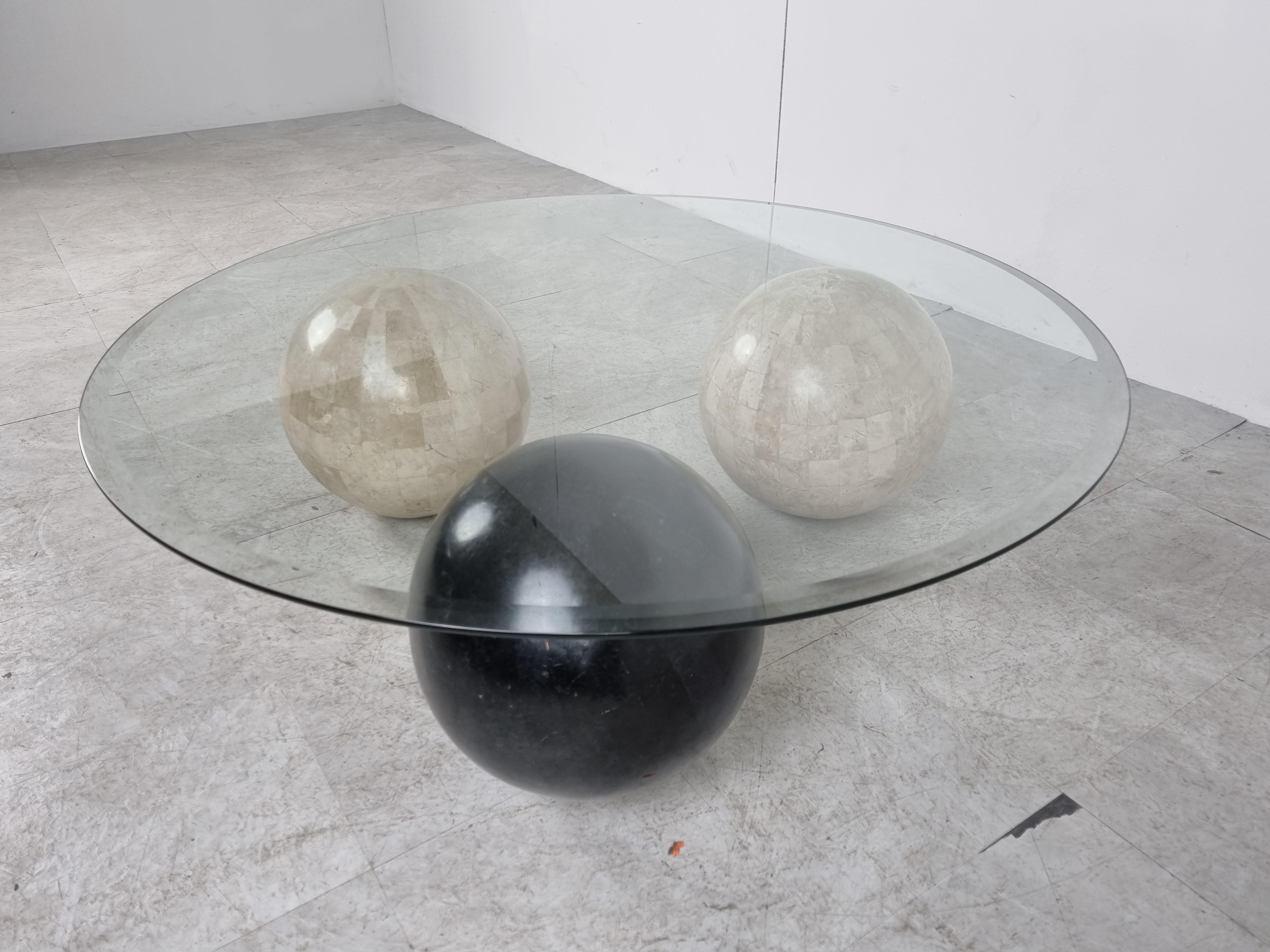 Tesselated Stone Sphere Coffee Table, 1980s  2