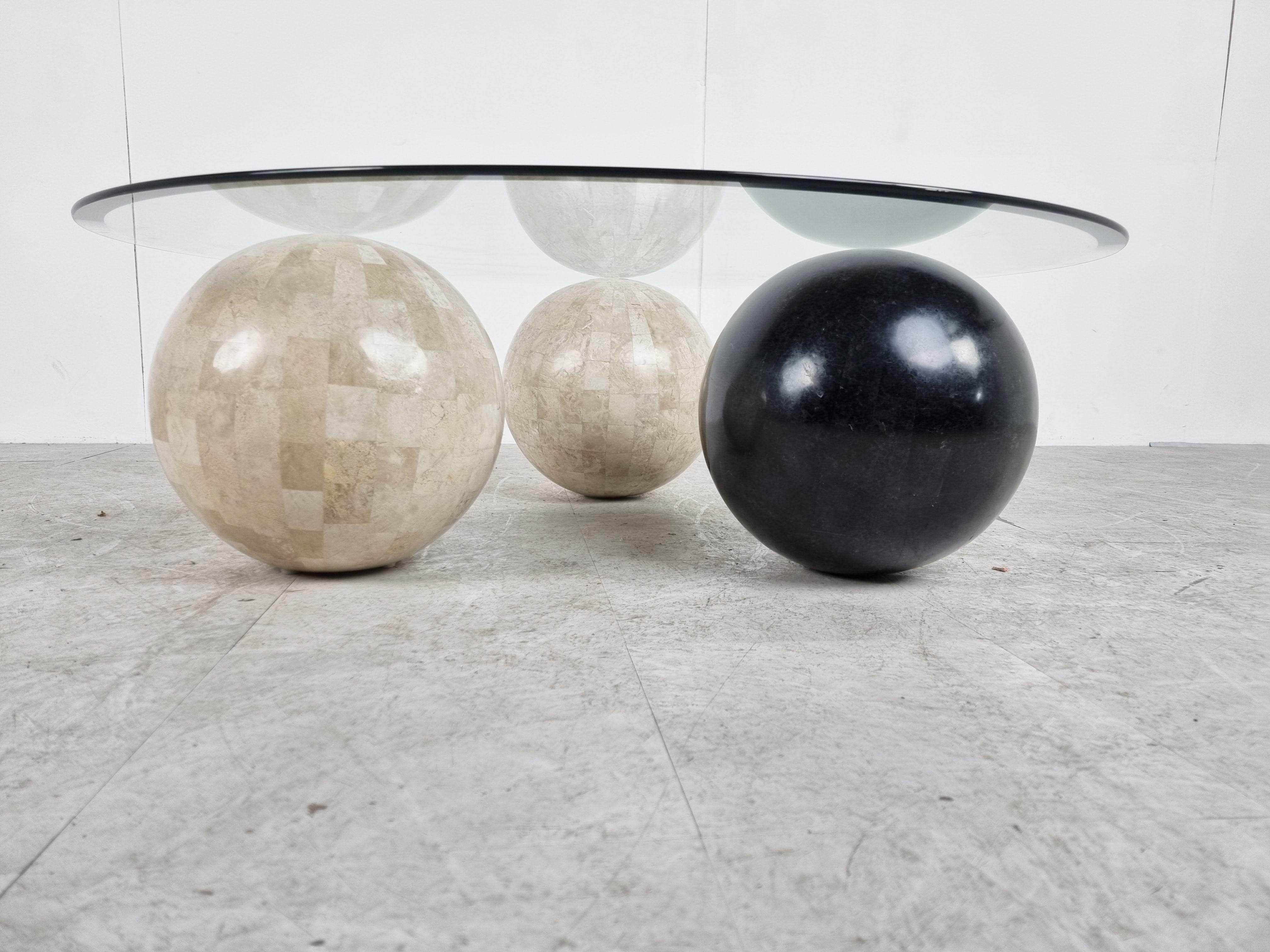 Italian Tesselated Stone Sphere Coffee Table, 1980s 