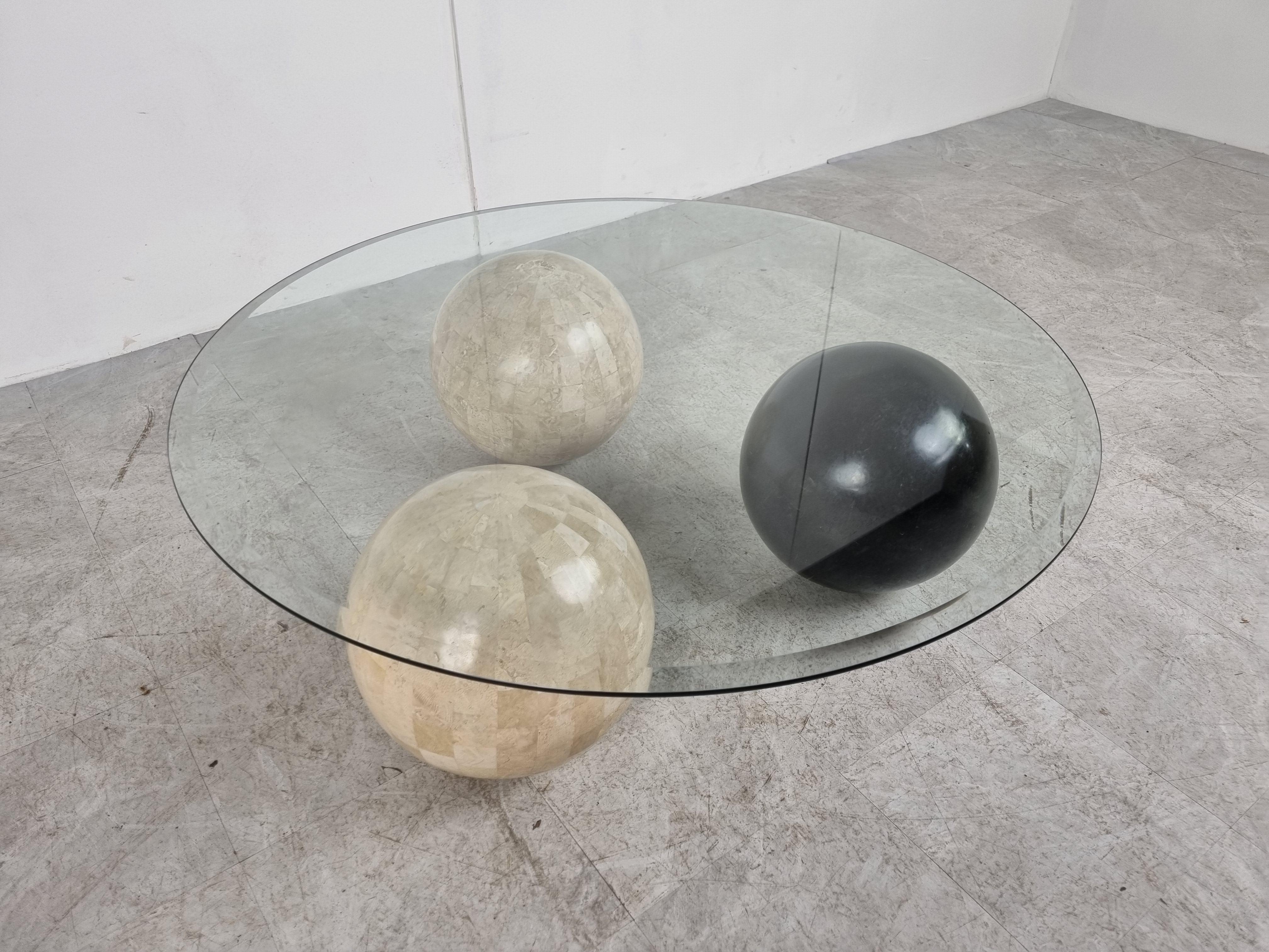 Beveled Tesselated Stone Sphere Coffee Table, 1980s 