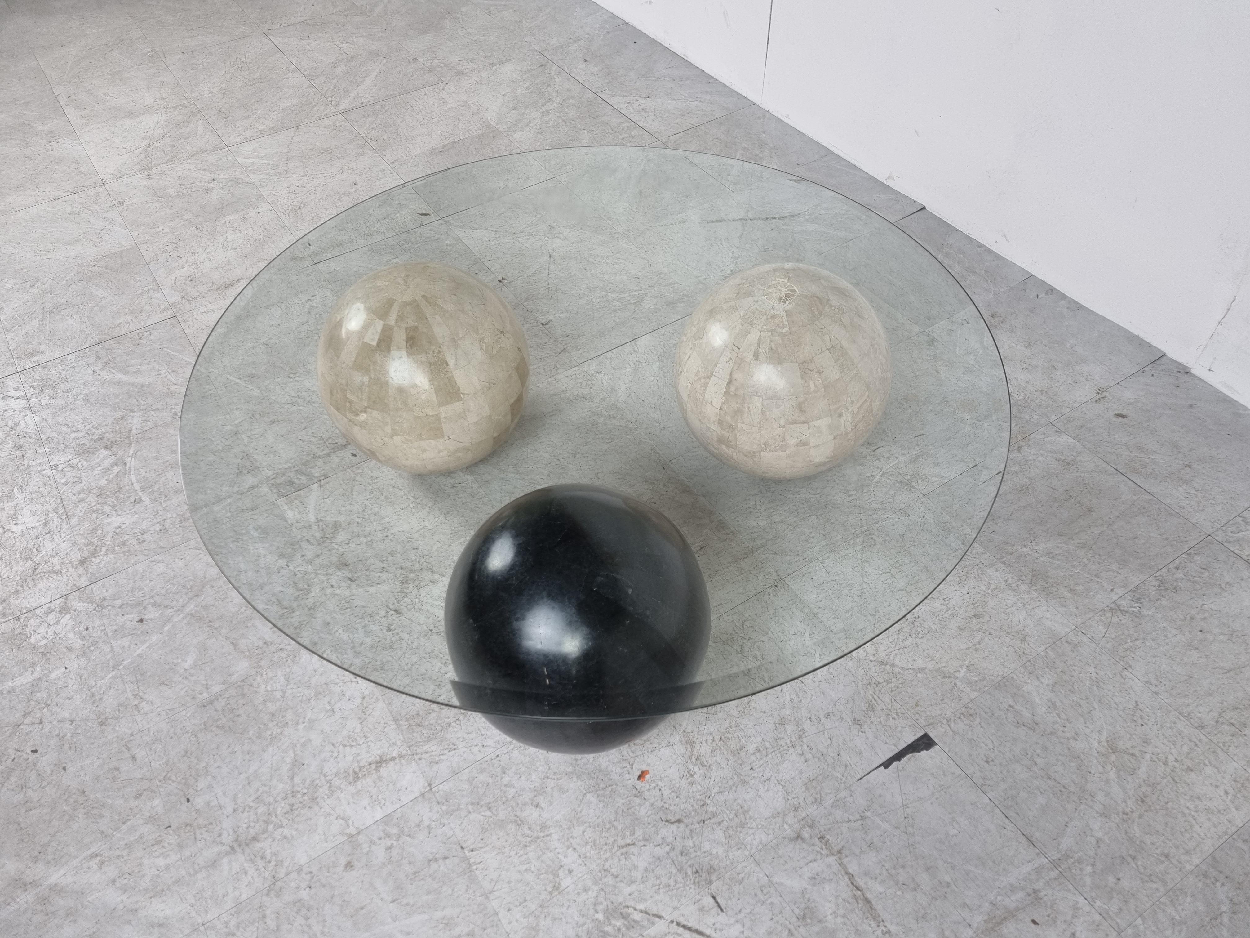 Tesselated Stone Sphere Coffee Table, 1980s  1