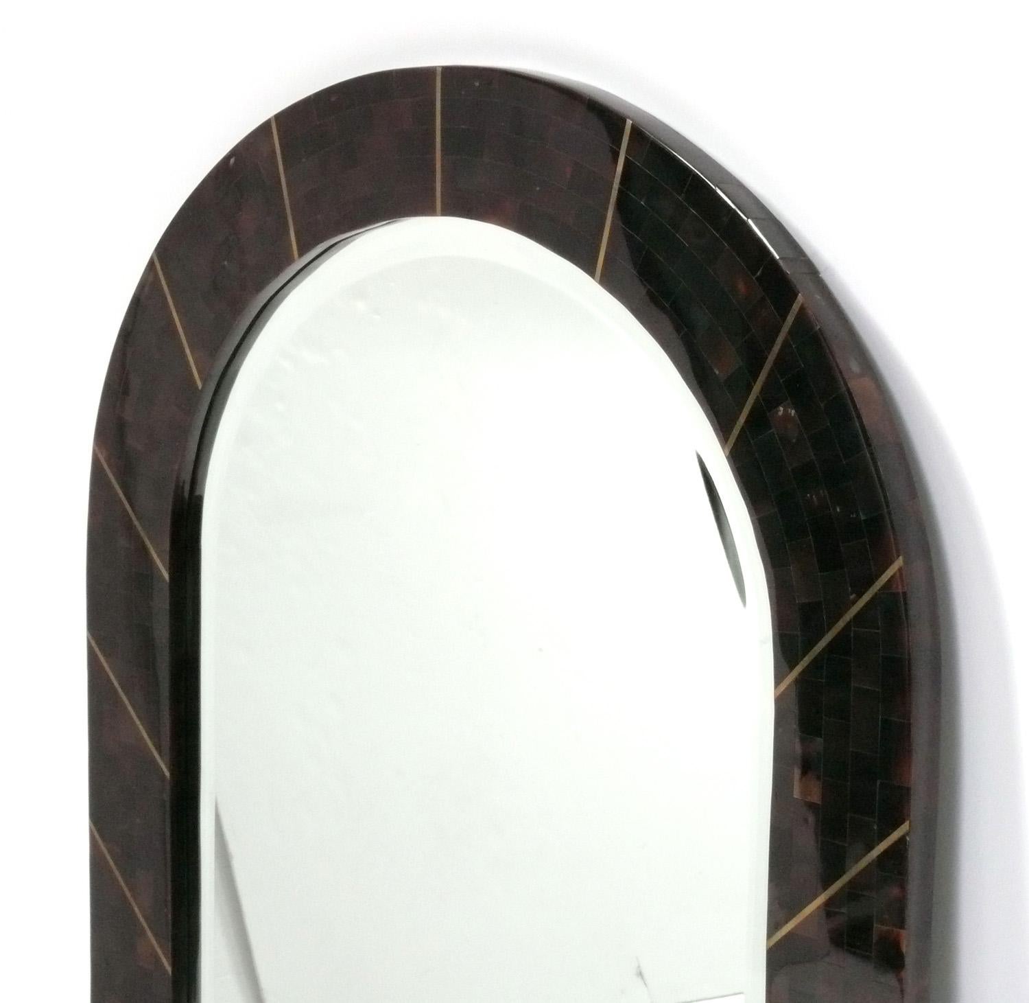 Mid-Century Modern Tessellated Arched Mirror in the Stye of Karl Springer 43.25