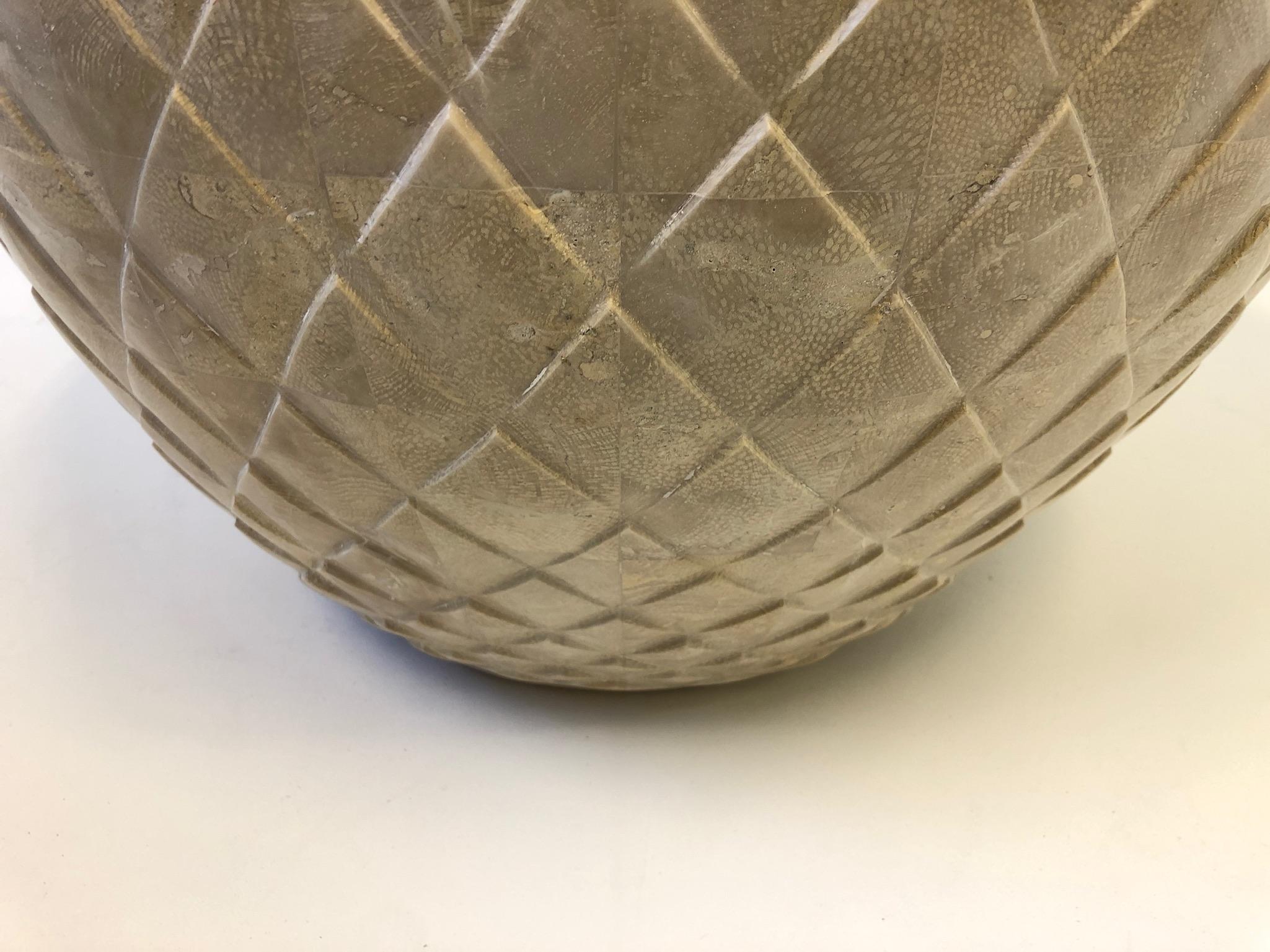 American Tessellated Beige Fossil Stone Planter by Marquis Collection of Beverly Hills