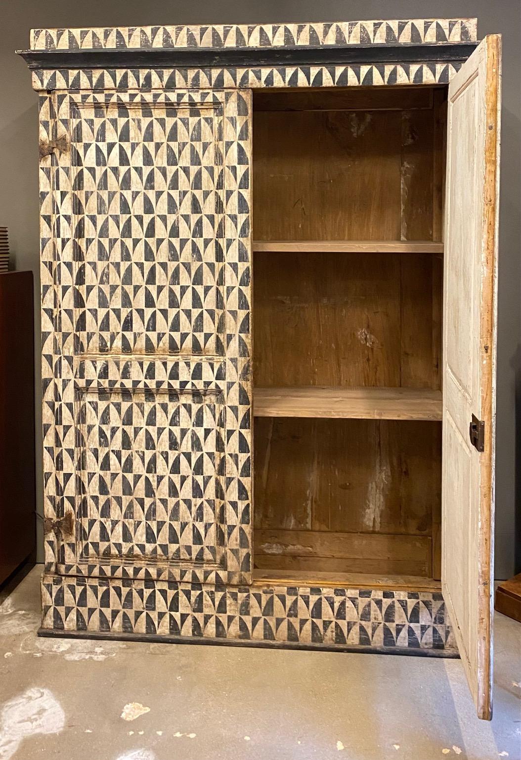 Country Tessellated Black and White Cabinet, Italy, 19th Century