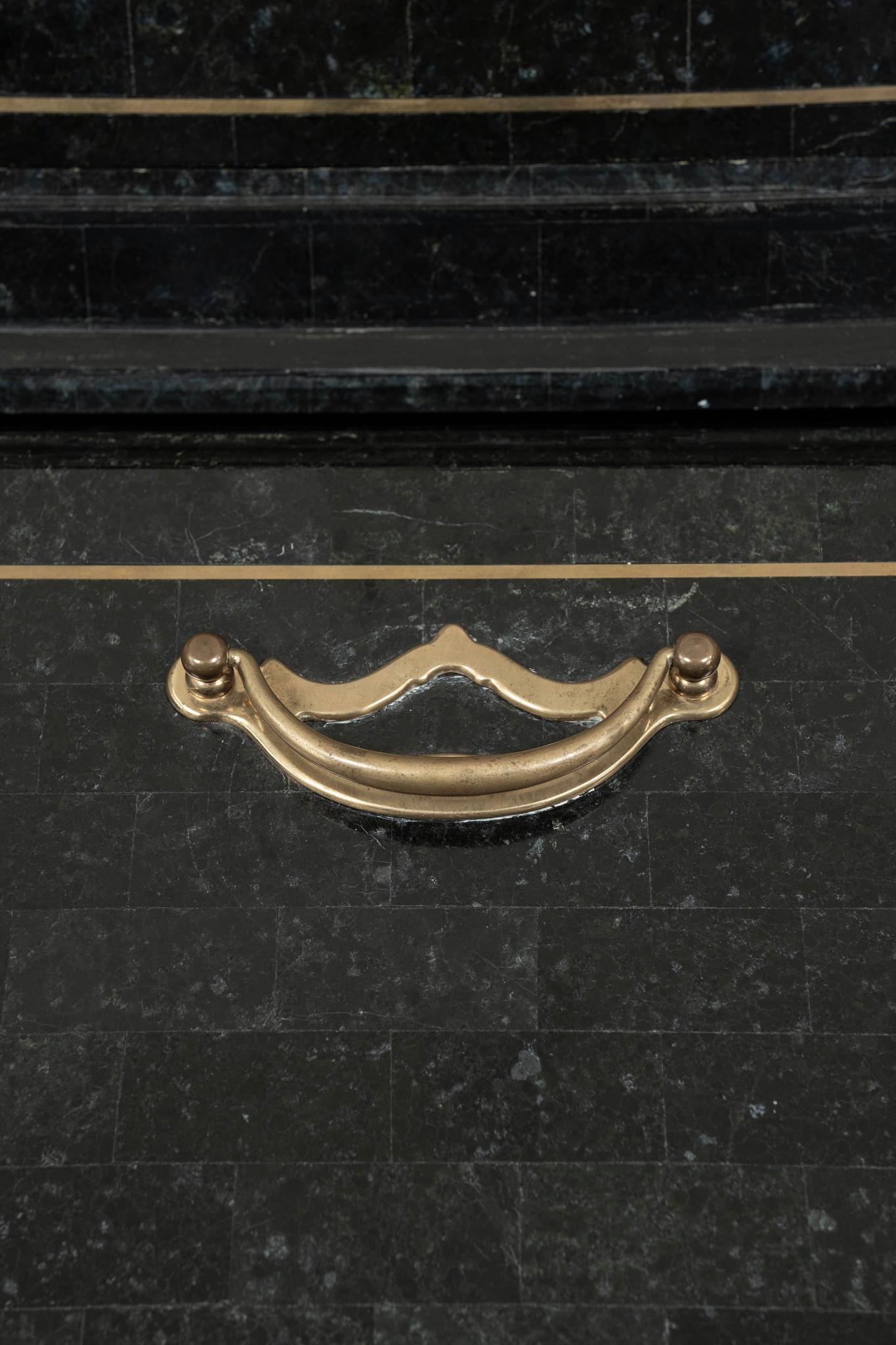 Tessellated Black Marble Brass Inlay Secretary Desk by Maitland Smith For Sale 10
