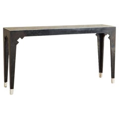 Tessellated Black Marble Console Table by Maitland Smith, 1980s