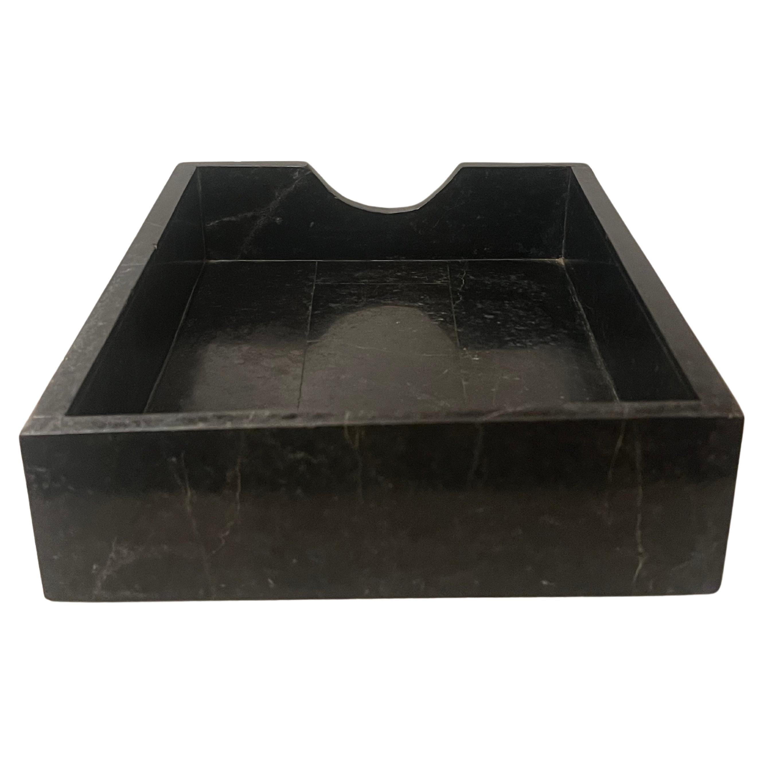 Mosaik-Schreibtischablage aus schwarzem Marmor und Stein (Postmoderne) im Angebot
