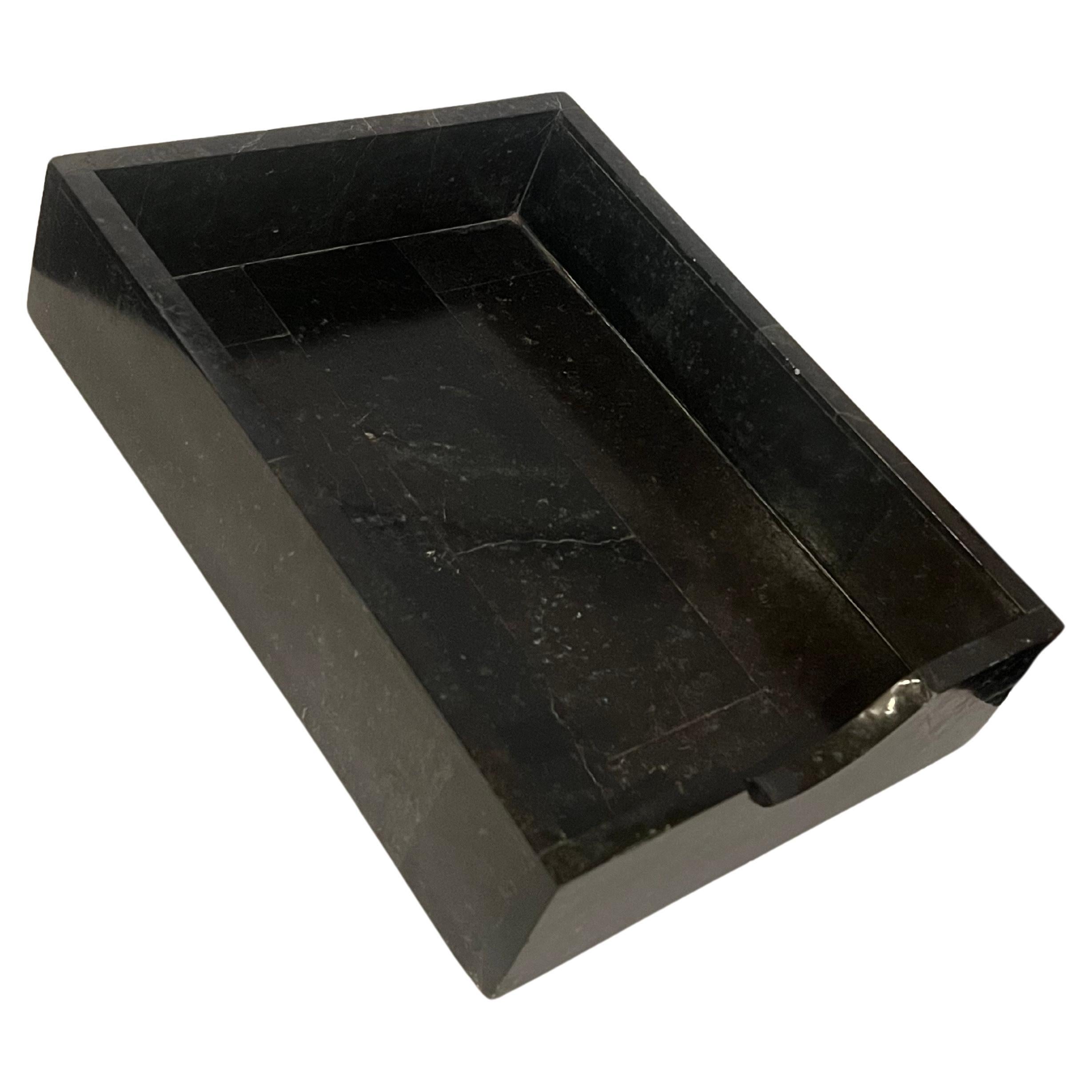 tessellated Black Marble Stone Desk Tray