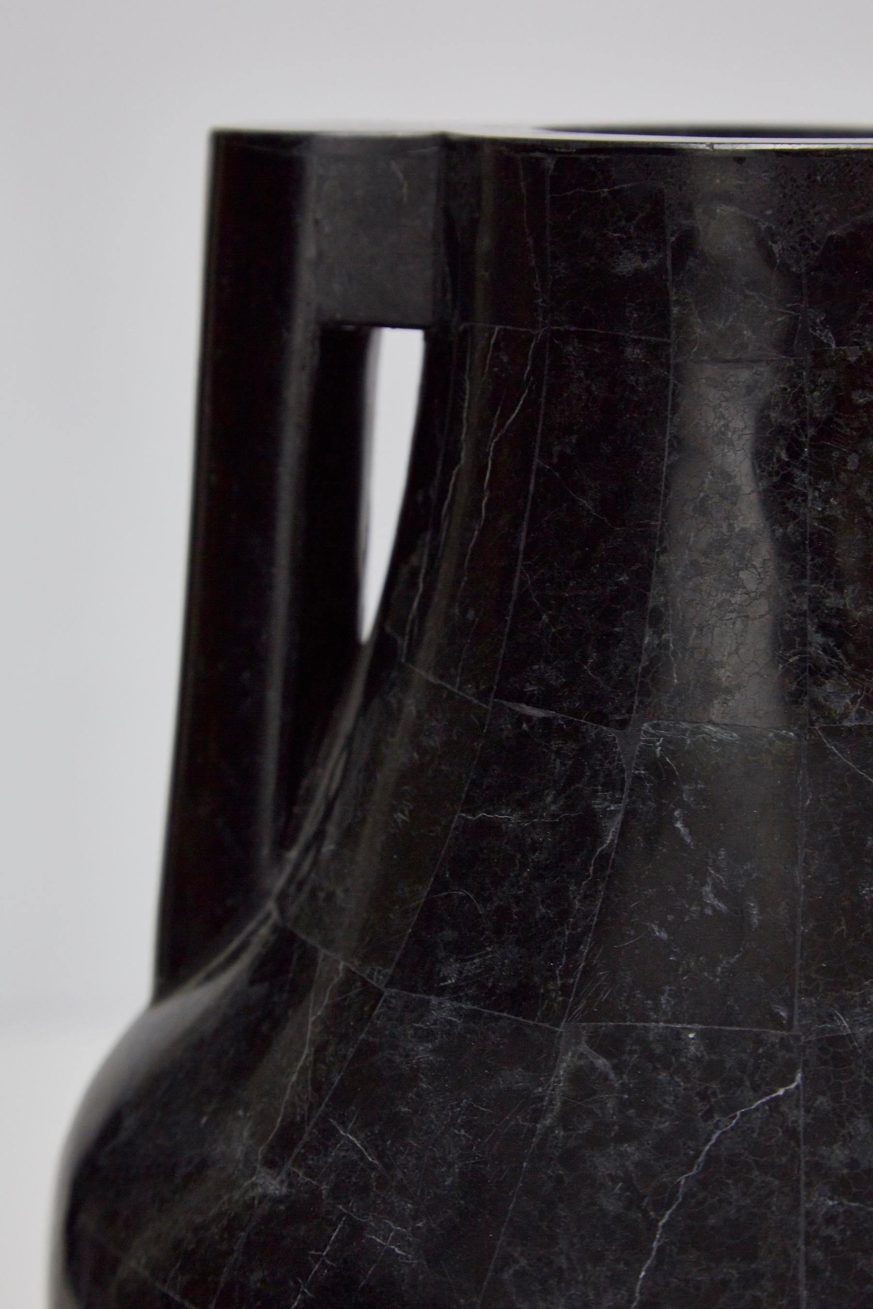 Tessellated Black Stone Mesopotamia Jug Vase, 1990s For Sale 3