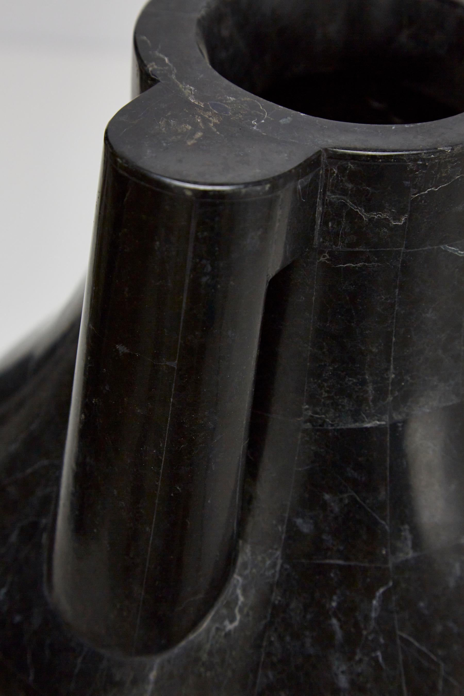 Tessellated Black Stone Mesopotamia Jug Vase, 1990s For Sale 5