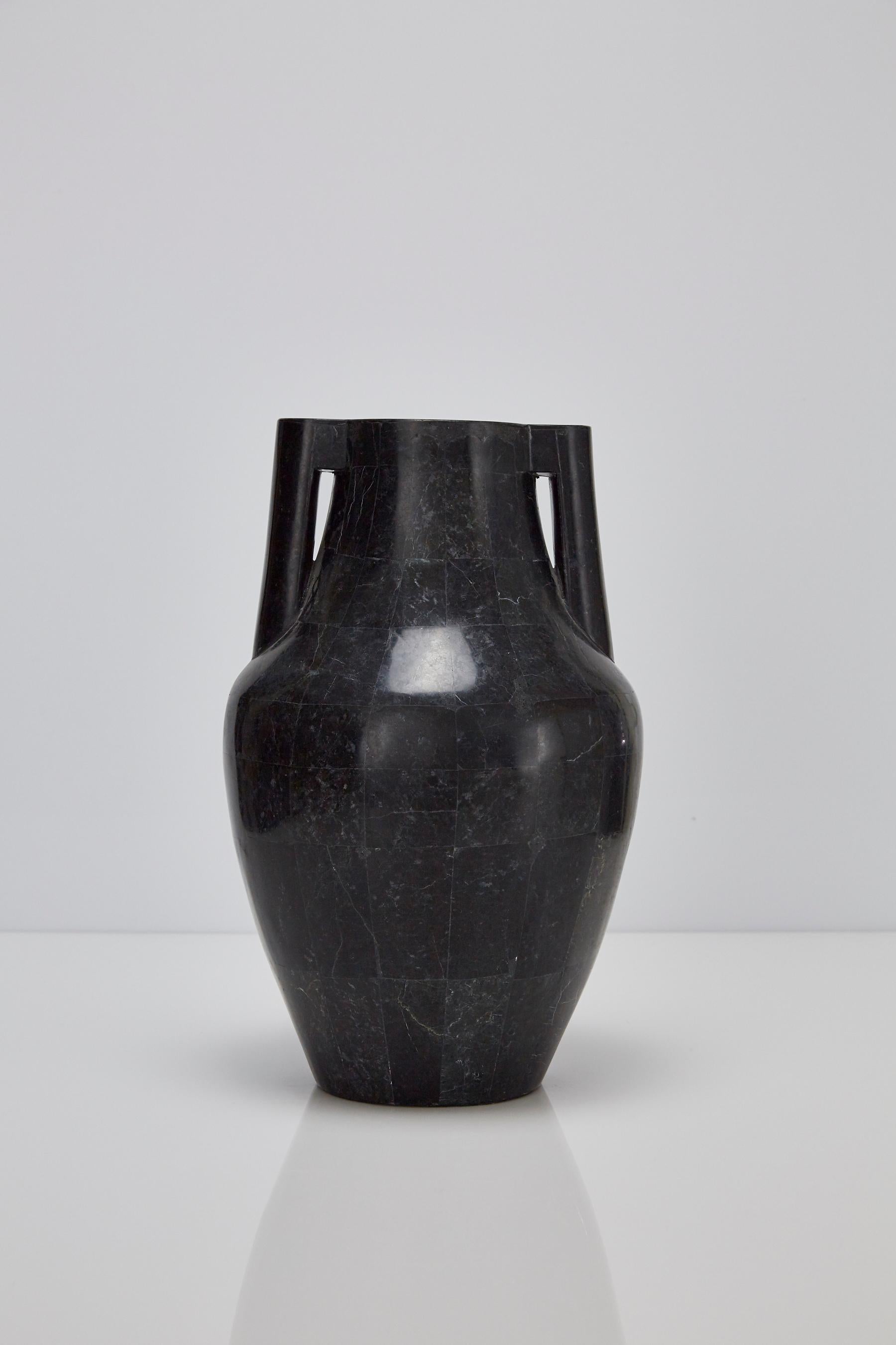 Late 20th Century Tessellated Black Stone Mesopotamia Jug Vase, 1990s For Sale