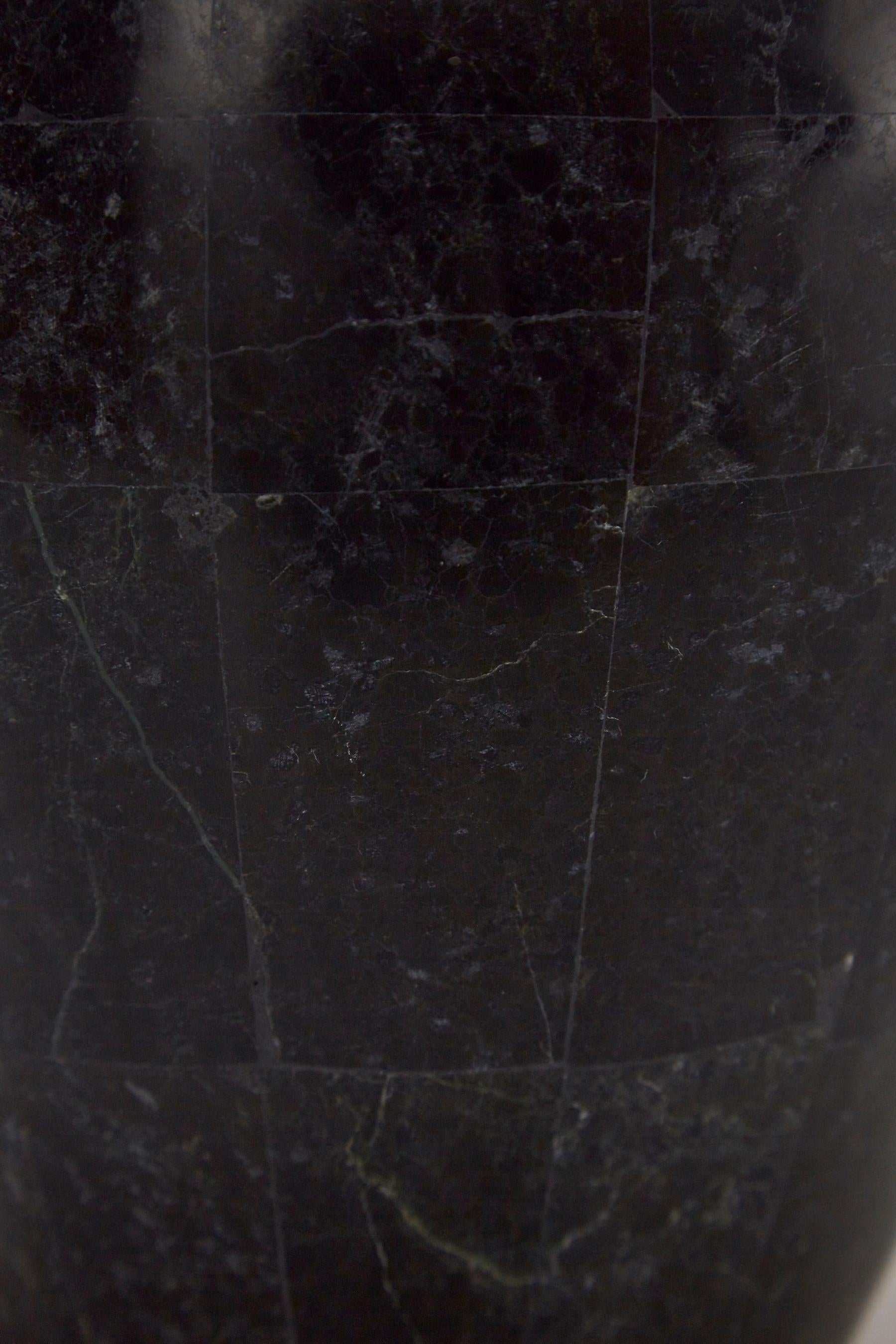 Tessellated Black Stone Mesopotamia Jug Vase, 1990s For Sale 1