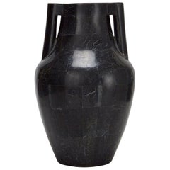 Tessellated Black Stone Mesopotamia Jug Vase, 1990s